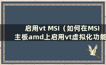 启用vt MSI（如何在MSI主板amd上启用vt虚拟化功能）